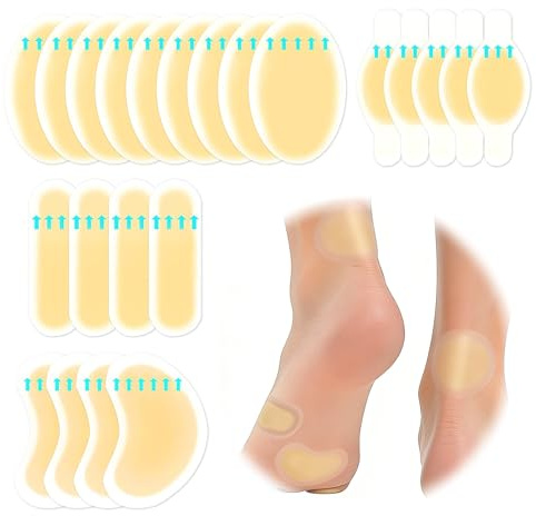 22Pcs Hydrocolloid Gel Blister Bandages for Feet, Long-Lasting Waterproof Blister Pads for Prevention & Recovery, Blister Cushions for Heel, Bunion, Toe, Ball of Foot Pain Relief