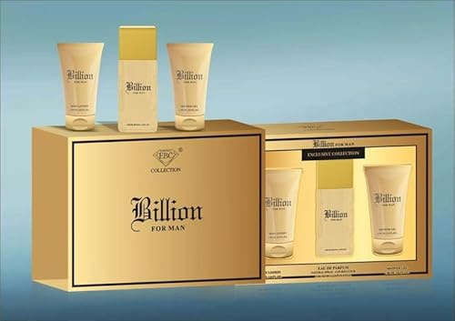 Billion for Men 3-Piece Gift Set – Perfume, Body Lotion & Shower Gel – Perfect for Christmas, Birthdays, Anniversaries & Special Occasions