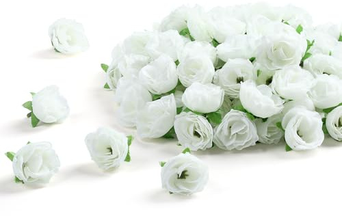 XIANNVXI 100 PièCes 3cm TêTe de Rose Artificielle Blanc en Soie Petite | Artificielle fausse fleur Rouge Pour Diy FêTe Festival Saint Valentin DéCoration,Gateau,Couronne,Bouquet De Mariage Decor