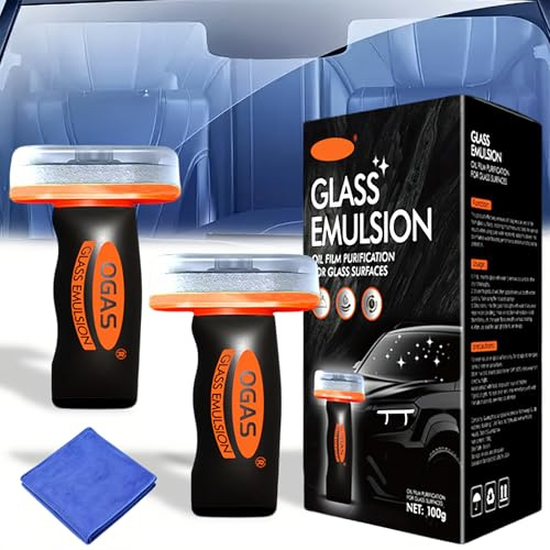 2 PCS Limpiador de Emulsión de Cristal Portátil,Oil Film Remover for Car