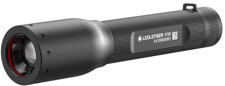 Ledlenser Mini Lampe de Poche LED P3R, 140 lumens, Mise au Point, Rechargeable, portée de 100m, autonomie maximale de 6h, avec Batterie Lithium, Batterie, Station de Charge et dragonne fournies