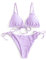 ZAFUL Damen Gepolstert Bikini Set, Einfarbig Bikini Badeanzug mit Dreieck Cup Spaghetti-Träger (Violett, L)