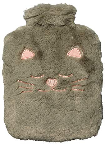 DRAEGER PARIS 1886 - Bouillotte Douce Grise - Peluche Fausse Fourrure Chat - Chaufferette Enfant et Adulte - Soulagement Douleurs Ventre, Dos, Cou - Housse Ultra Douce Amovible 23x17 cm