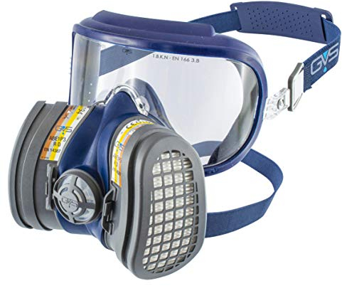 GVS Filter Technology SPR584 Masque Elipse Integra avec filtres ABE1P3 pour gaz et poussières organiques, inorganiques et chimiques, M/L Bleu