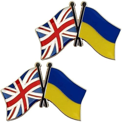 2 Pcs 2022 UK/Ukraine Flag Lapel Pin Badges, Dove of Peace Double Flag, National Waving Flag Pins