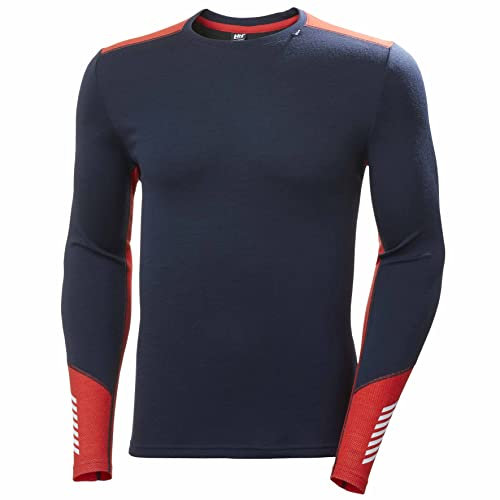 Helly Hansen Herren Lifa Merino Midweight Crew – Thermounterhemd mit Merinowolle und Kratzfreiem Stoff