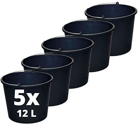 STELLA GREEN BB12 bygghink 12 l – luktfri hink – lätt – bärbarhet – tillverkad av robust flexibel plast – motståndskraftig mot mekaniska skador – Ø 31 cm höjd 23 cm – 5 stycken