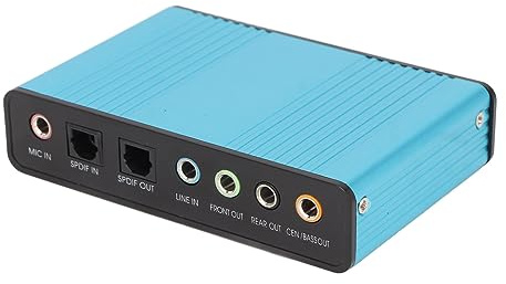 GOWENIC USB-Soundkarte, 6 Kanäle, 5.1- und 2-Kanal-Ausgang, Mikrofoneingang, SPDIF-Eingang, Einfache Installation mit 48 kHz Abtastrate für PC, Laptop (Blue)