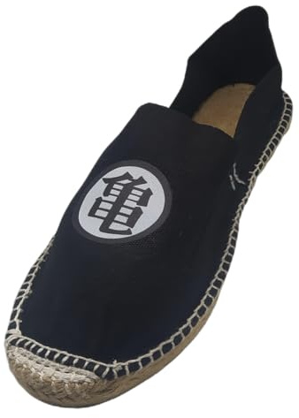 rainUP Chaussures Dragon Noir Kanji Kame Unique Jute Toile Esparto - Unisexe - Espadrilles en toile 100 % coton écologique Motif Ball Manga Anime, Noir , 44 EU