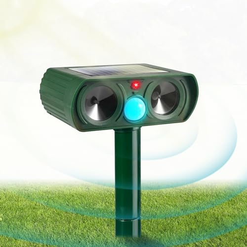 Répulsif Chat Ultrason, Répulsif Chat Exterieur, Répulsif pour Chats Solaire, Répulsif Ultrason Anti Rongeurs avec Détecteur de Mouvement pour Jardin Cour Contre Les Chats Chiens Oiseaux Renards Rats