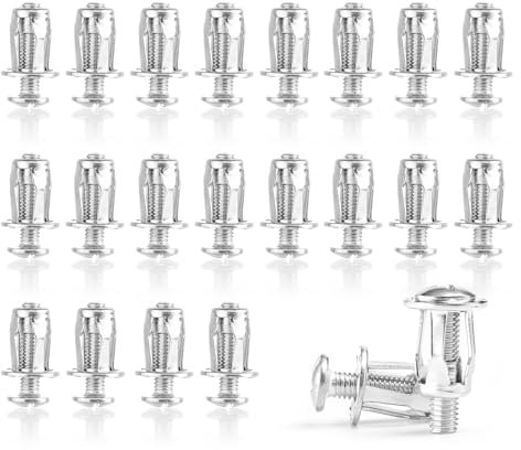 Lot de 20 chevilles métalliques pour corps creux M5 x 25, écrous pétales, chevilles à expansion, chevilles métalliques pour placoplâtre, chevilles murales creuses, cric, écrous de voiture, murs creux,