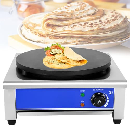 Beachtiful Crepiera Elettrica Commerciale da 16, Piastra Riscaldante per Crepe Antiaderente con Controllo della Temperatura Regolabile, Crepiera per Roti, Tortilla, Uova, Barbecue,220V2800W