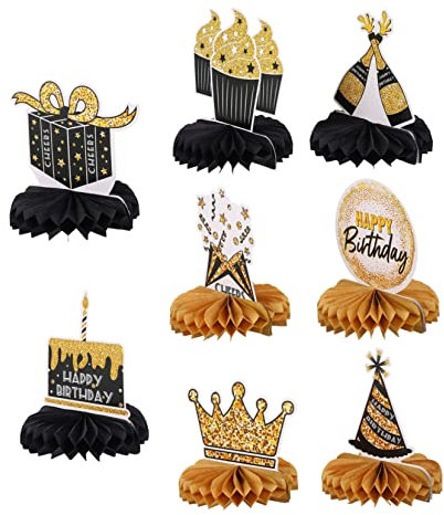 CIYODO 8 Stück Stehende Waben-Dekoration Farbige Geburtstagswaben-dekore Aus Papiermaterial Für Geburtstagsparty-Dekoration
