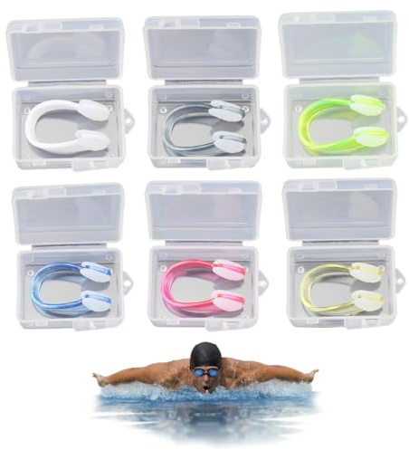6 Pinzas Nasales Para Nadar Tapones Nasales De Silicona Duraderos Para Adultos Y Niños Pinzas Nasales Impermeables (Empaquetadas Individualmente) Tapones Nasales Para Nadar