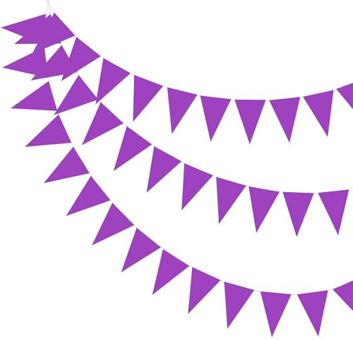 PATIKIL 49ft Banderines De Fieltro, Cadena De Banderines Triangulares Para Decoraciones De Carnaval Boda Cumpleaños, Morado