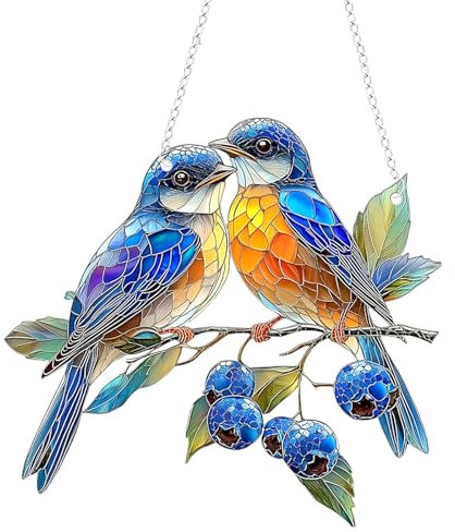 LUMOOM Décoration Suspendue Pour Fenêtre En Verre Coloré, Attrape-Soleil Colibri À Accrocher Aux Fenêtres, Pendentif Oiseau En Acryl Avec Chaîne, Décoration Pour Fenêtres Et Portes Pour Maison Studio