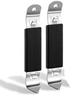 2 apribottiglie perforatori, in acciaio inox, a doppio lato, con manico in legno, portatile, da campeggio e da viaggio, per birra, lattine di soda