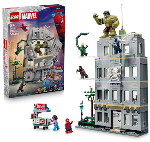 LEGO|Marvel Spider-Man vs. Hulk Epic Clash - Interactive Superhero Toy w/ 4-Floor Office, Action Figure & 5 Minifigures incl. Scorpion - Gift for 8+ Year Old Boys & Fans - 76350