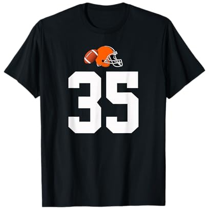 Americano Fútbol Casco Estilo Vintage Número 35 Camiseta