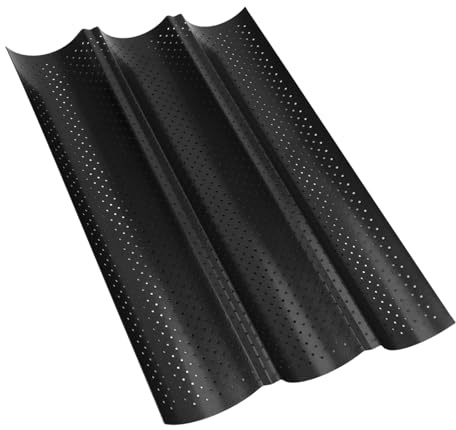Vexaflow Stampo per Baguette, Teglia Baguette con Rivestimento Antiaderente, Teglia per Pane, Perfetto per Panetterie e Uso Domestico, 38x25 cm, Acciaio al Carbonio