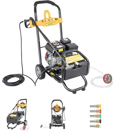 Goddlgjik 7,5 CV Idropulitrice a Scoppio 4 Tempi 200 Bar Idropulitrice Professionale Portatile con 5 ugelli | Idropulitrice Benzina Auto Giardino Autoadescante con tubo da 10 m | 3400RPM 9 LPM