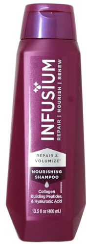 Infusium Repair and Volumize Shampoo - Clarifying Shampoo for All Hair Types - Increases Moisture Retention with Collagen Building Peptides - 13.5 oz