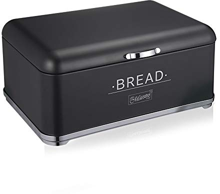 Boîte à pain en acier blanc et noir