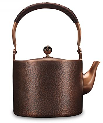 YXSH Antique Copper Kettle Handmade Hammer Pattern Red Copper Teapot Thickened Uncoated Kettle Health Tea Set Crafts