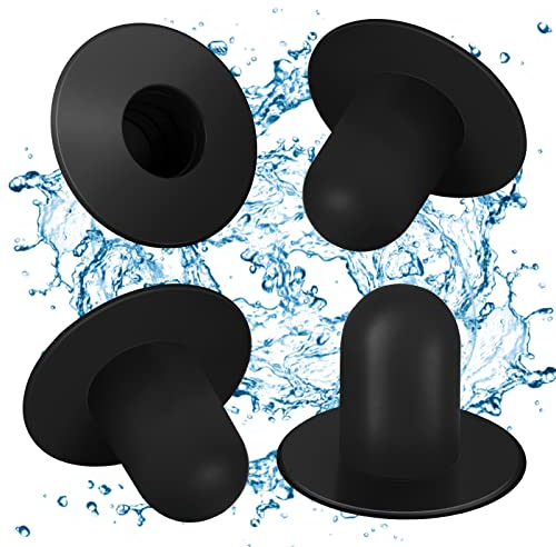 Abeillo 4 Pack Swimming Pool Wall Plugs Replacement Parts - Above Ground Swimming Pool Filter Pump Strainer Hole Plug Stopper Compatible with Intex (Black)