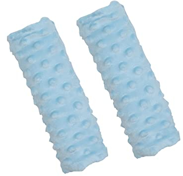 Balbina 2 Stück Gurtpolster Auto, Schulterpolster Erwachsene Kinder,Babyschale einsetzbar als Schoner für Kinderwagen Rucksäcke, Minky-Stoff, universal 7 x 21 cm, Hellblau