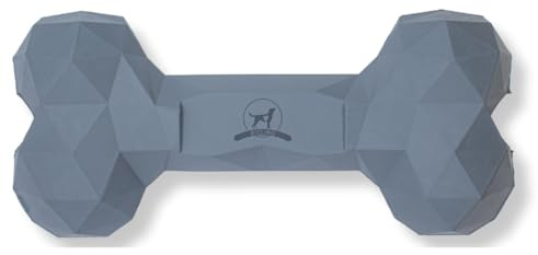 Kauspielzeug für Hunde Kauknochen robust & langlebig: Hundespielzeug gegen Langeweile aus Naturkautschuk für aggressives kauen - befüllbar, robust & gut für die Zahnpflege | Farbe: Grau, Größe: S
