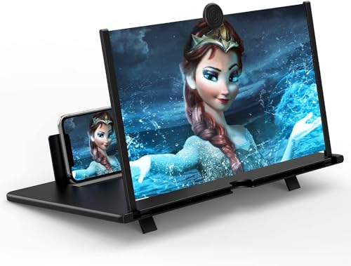 Lente di ingrandimento per cellulare, lente di ingrandimento 3D, proiettore pieghevole per la visione di film e video, adatto per tutti gli smartphone (16pollici, Nero)