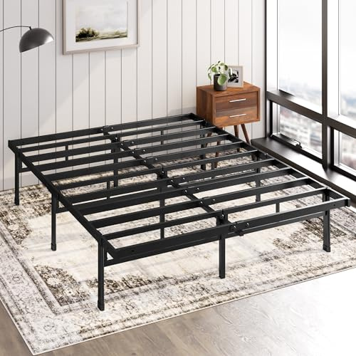 Zinus Justin Somier 135x190 cm - Altura 36 cm - Base Cama Matrimonio en Acero - Láminas de Metal - Montaje Fácil- Espacio de Almacenamiento - Negro
