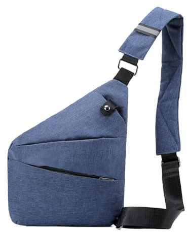 Stöldsäker väska dam stöldsäker resväska väska stöldsäker bröstväska säker väska stöldsäker reseväska flex väska axelväska bodybag högerhänt, blå, avslappnad
