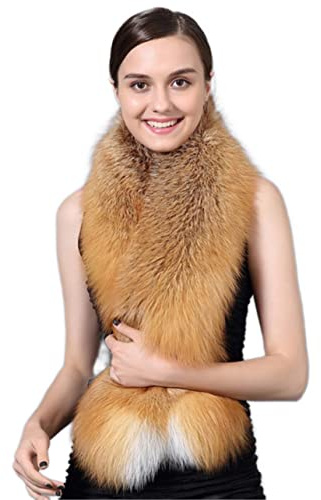 XUYUZUAU Bufandas de Invierno para Mujer Niñas Piel Auténtica de Zorro Bufanda Calentador de Cuello Moda Boda Fiesta