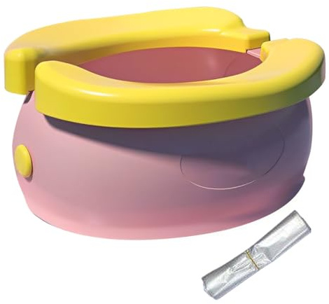 Baby Travel Potty Training Seats, Travel Toilet with 40 Pieces Disposable Bags, Portable Travel Potty, Children's Toilet Reducer to Take Anywhere for Indoors and Outdoors(Color:Pink)