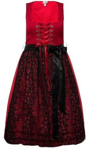 Ulla Popken Womenswear Plus Size Curvy Floral Lace Apron Dirndl Salsa 24 828875530-50