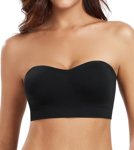 DotVol Mujer Sujetador extraíbles sin Tirantes ni Aros con Silicona Antislip Negro，3XL