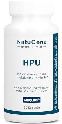 NatuGena HPU - Hämopyrrollaktamurie, Zinkkomplex & bioaktivem Vitamin B6, 150 µg Folsäure, 100 µg Chrom, 40 µg D-Biotin (Vitamin B7) pro Tagesdosis, Stoffwechselstörung, 90 Kapseln (30 Tage Packung)