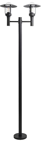 Beliani Moderno lampione da giardino a 2 luci per esterni Lampada da sentiero in alluminio con paralume in vetro nero