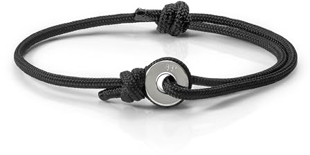 Eighty Eight Degrees Sailing Thimble Bracelet, Durable Rope Bracelet for Sailing Enthusiasts, Adjustable Rope Barcelet, Handmade in The UK (Black & Silver)