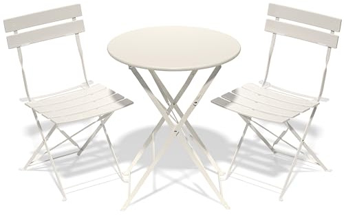 RELAX FIELD Trädgårdsmöbelset, väderbeständigt, balkongmöbler, set 3 delar för liten balkong, bistrobord med 2 stolar, hopfällbart, bistro-set