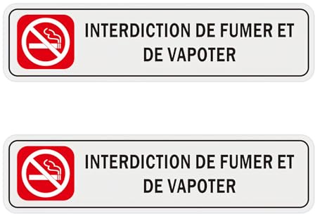 Acuxiaza Lot de 2 Panneau Interdiction de Fumer et Vapoter 200x50 mm Panneau Interdit de Fumer Panneaux de Sécurité en Aluminium, Panneaux d'avertissement avec Adhésif