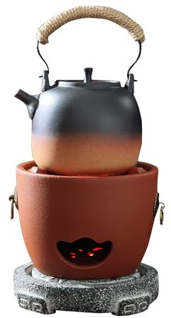 Estufa de Barro Pequeña para Camping, Parrilla de Carbón Portátil, Parrilla de Carbón Redonda Ventilada, Estufa para Hacer Té, Estufa de Carbón para Fiestas en Casa, Camping, Barbacoa, Estufa de Barro