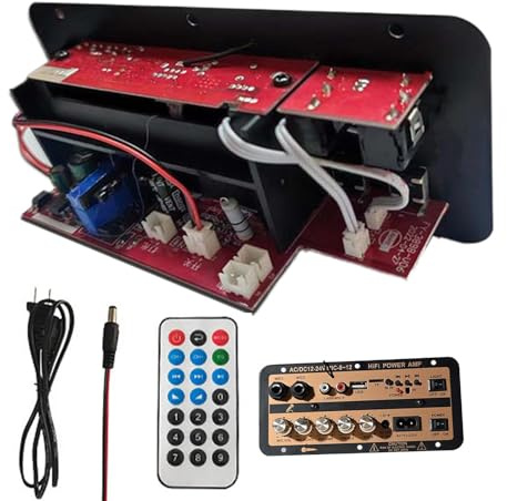 Mimoqk Carte d'amplificateur de puissance de voiture, carte d'amplificateur de puissance audio automobile, Module d'amplificateur audio stéréo numérique 12V et 24V, Carte d'enceintes sans fil avec