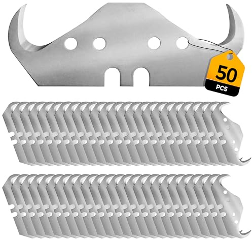 Cuchillas de gancho utilitarias, cuchillas de acero al carbono súper grandes, hoja de cuchillo de cuerno de seguridad para papel pintado, alfombras de corte, techos, materiales de la industria (50