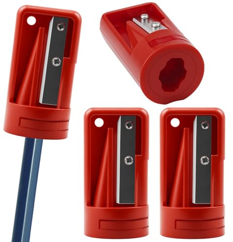 4 temperamatite da falegname, temperamatite per carpentiere, temperamatite manuale per lavorazione del legno, scuola, ufficio e viaggi, rosso