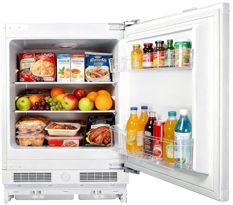 ASCOLI 110L Integrated Fridge, Integrated Under Counter Fridge, Reversible Door, Direct Cooling, Led Light, Mechanical Temperature Control, Adjustable Levelling Legs, Removable Glass Shelves