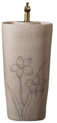 Lavabo de pedestal moderno - Lavabo de pedestal cerámica for exteriores, combinado con grifo y desagüe, lavabo integrado for baño doméstico