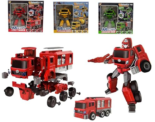 Maxi Robot Trasformabile in Camion con Luci Suoni Reali Mecha Trucks DIY Robot da Costruire cm30 Camion Pompieri Cantiere Nettezza Urbana Auto Robots Deformation Mega Grande MechaBot ,SOGGETTO CASUALE